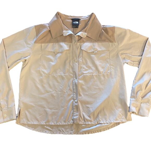 North Face Women's First Trail UPF Long Sleeve Shirt Khaki Beige Tan Size Medium - Picture 1 of 10